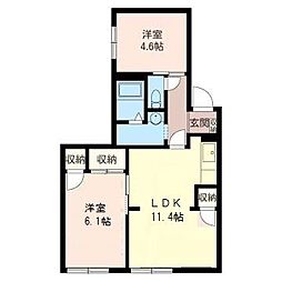 プレミール・B 2LDKの間取図画像