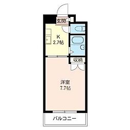 ソレイユ三和 1Kの間取図画像