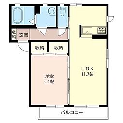 エスポワール1 1LDKの間取図画像