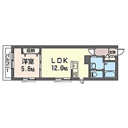 ヴィザールフォルティス 1LDKの間取図画像