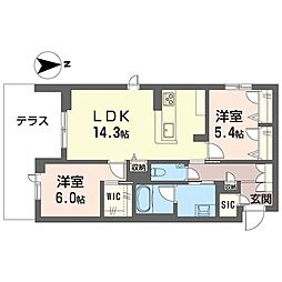 プレヴィア レジデンス 2LDKの間取図画像