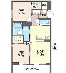 オスマンサス 2LDKの間取図画像