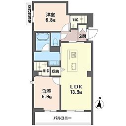 オスマンサス 2LDKの間取図画像
