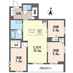 オスマンサス 3LDKの間取図画像