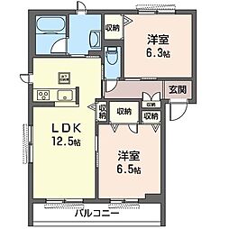 クレスティーク中央林間 2LDKの間取図画像