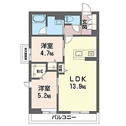 ヴイスタ ルミノーザ イースト 2LDKの間取図画像