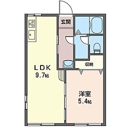 中林ハイツ 1LDKの間取図画像