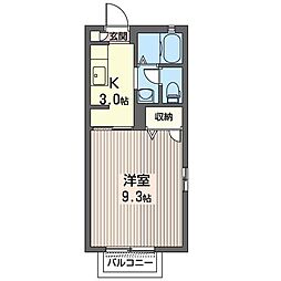 レジデンス・タオC 1Kの間取図画像