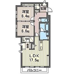 エミナール那珂川 2LDKの間取図画像