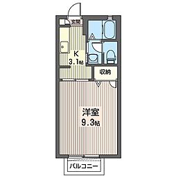 コーポ・メドレー 1Kの間取図画像