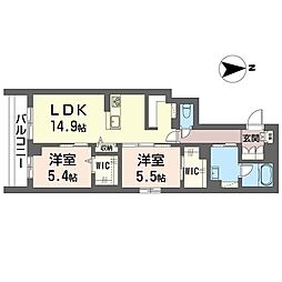 アーバンフォレスト 2LDKの間取図画像