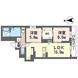 プリマ・クラッセ 2LDKの間取図画像