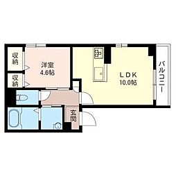 ベルフォート籠原 1LDKの間取図画像