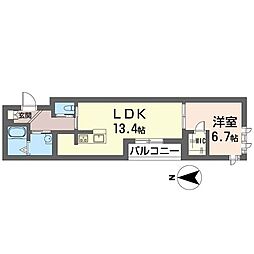 ポルタグランデ 1LDKの間取図画像