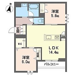 アールコート 2LDKの間取図画像