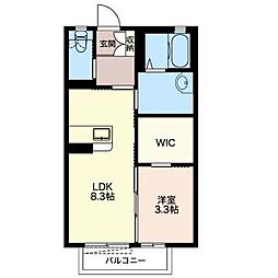 サンシャインヒルズ 2階1LDKの間取り