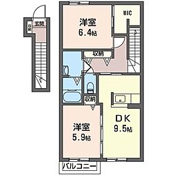 ウィステリアガーデン 2DKの間取図画像