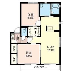 YMA-0 2LDKの間取図画像