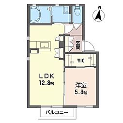 シャルルグランデD 1LDKの間取図画像