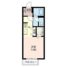 マークリーサＢ 1階ワンルームの間取り