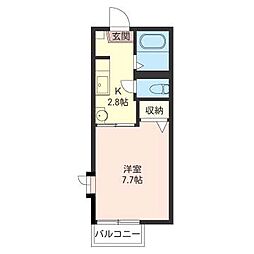 シャルム上水戸B 1Kの間取図画像
