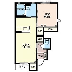 グロッソみがわA 1LDKの間取図画像