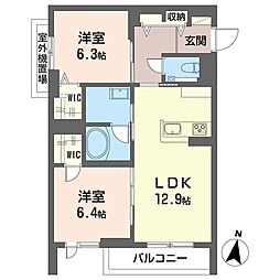 アトリエール 2LDKの間取図画像
