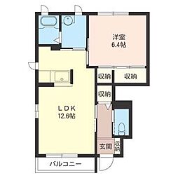 シャーメゾン・MC棟 1LDKの間取図画像