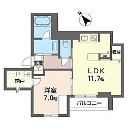 ソレイユ三の丸 3階1LDKの間取り