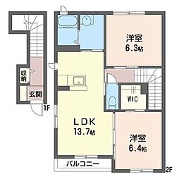 ｅｘｃｅｌｌｅｎｃｅ　Ｂ 2階2LDKの間取り