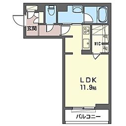 リベルテ　水戸中央 3階ワンルームの間取り