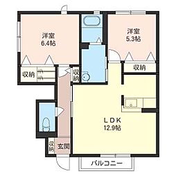 グランシードＳＲ 1階2LDKの間取り