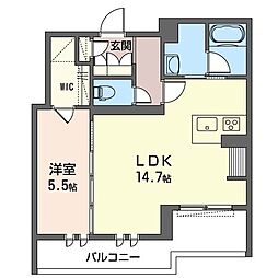 リベルテ水戸中央 1LDKの間取図画像