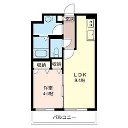 フォレスト千波 1LDKの間取図画像