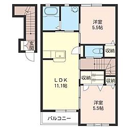 グランバル 2LDKの間取図画像