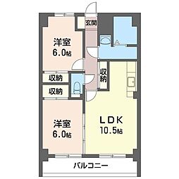 ヴェルデけやき 2LDKの間取図画像