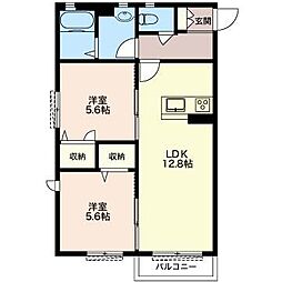 エクラシエ笠原 2LDKの間取図画像