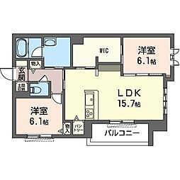 アルフラット 4階2LDKの間取り