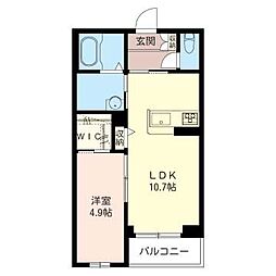 ガーデンプレイスアゼリア 1LDKの間取図画像