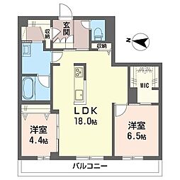 カーサレジーナ 2階2LDKの間取り