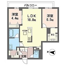カーサレジーナ 1階2LDKの間取り