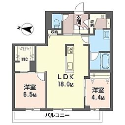 カーサレジーナ 2階2LDKの間取り