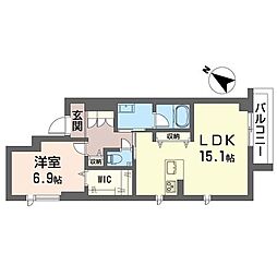 クオリスタ流星台 2階1LDKの間取り