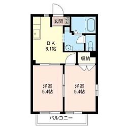 メゾンセーブル 1階2DKの間取り