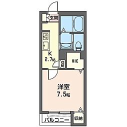 サエリーノB 1Kの間取図画像