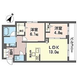 ＬＹＮＮ竹園 00102 1階2LDKの間取り