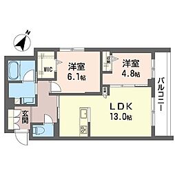ＬＹＮＮ竹園 00306 3階2LDKの間取り
