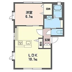 グリーンコーポ渡辺A 1LDKの間取図画像