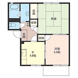 コーポラス東郷B 2Kの間取図画像