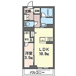 彩雲 1LDKの間取図画像